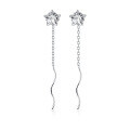 wholesale Metal material small fresh sweet single diamond five-pointed star design ear thread women forest serieswave earrings E6914-0-4