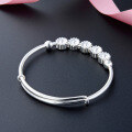 wholesale 990 Sterling Silver Fashion Women's Bracelet Sunflower Beaded Bangle Adjustable Daisy Silver Bangle Wholesale and Drop Shipping-0-3