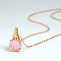 wholesale Vermeil-plated sterling silver with natural pink crystal rose quartz flower pendant without chain, forest-style necklace accessory-0-1