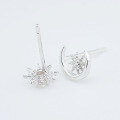 wholesale S925 Sterling Silver Exquisite Sparkling Asymmetrical Star Moon Earrings, Simple And Fashionable Popular Earrings Wholesale-0-2