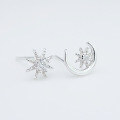 wholesale S925 Sterling Silver Exquisite Sparkling Asymmetrical Star Moon Earrings, Simple And Fashionable Popular Earrings Wholesale-0-3