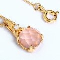 wholesale Vermeil-plated sterling silver with natural pink crystal rose quartz flower pendant without chain, forest-style necklace accessory-0-4