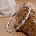 wholesale S990 Silver Korean-style Women's Ethnic Retro Plain Silver Bracelet Fashion Smooth Bangle Silver Jewelry Wholesale-0-2