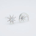wholesale S925 Sterling Silver Exquisite Sparkling Asymmetrical Star Moon Earrings, Simple And Fashionable Popular Earrings Wholesale-0-1