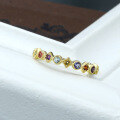 wholesale 9K Gold Geometric Colorful Natural Stone Crystal Ring for Women, Simple and Fresh Japanese Style Hand Jewelry Direct Sales-0-1