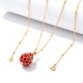 wholesale 925 silver plated with 9K gold autumn and winter pigeon egg red oil sweater pendant necklace with pill compartment, sourced directly from factory-0-2