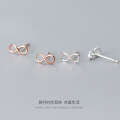 wholesale S925 Sterling Silver Infinity Figure 8 Ear Studs for Women, Korean Japanese Style Fashion Minimalist Freshness, G3841-0-0