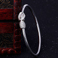 wholesale S990 Silver Korean-style Women's Ethnic Retro Plain Silver Bracelet Fashion Smooth Bangle Silver Jewelry Wholesale-0-3
