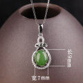 wholesale 925 Sterling Silver Inlaid with Natural Hetian Jade Pendant Women's Necklace Wholesale with Certificate-0-9