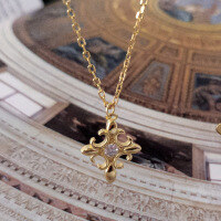wholesale S925 Sterling Silver Gold-Plated Creative European-style Cross Pendant Zircon Necklace for Women Live Streaming Supply-A1494_Gold 925 Silver