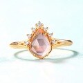 wholesale Sterling Silver, Japanese and Korean Light Luxury Pink Crystal Rose Quartz Ring for Women, Vintage Index Finger Ring, Mori Style, Wholesale from Manufacturers-0-1