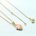 wholesale 9K Gold Plated S925 Sterling Silver Luxury Geometric Pendant with Natural Pink Crystal Rose Quartz for Women, Fine Craftsmanship Wholesale Necklace-0-2