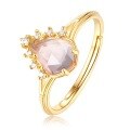 wholesale Sterling Silver, Japanese and Korean Light Luxury Pink Crystal Rose Quartz Ring for Women, Vintage Index Finger Ring, Mori Style, Wholesale from Manufacturers-0-5