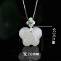 wholesale Gold and silver color separation inlaid with turquoise butterfly and Hetian jade pendant with certificate for women in new Chinese retro ethnic style-0-5