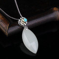 wholesale 925 Silver Vintage Ethnic Style Jade Pendant Wholesale with Certificate, Inlaid with Turquoise Buckle, Horse Eye, and Hetian Jade Necklace-0-1