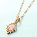 wholesale 9K Gold Plated S925 Sterling Silver Luxury Geometric Pendant with Natural Pink Crystal Rose Quartz for Women, Fine Craftsmanship Wholesale Necklace-0-1