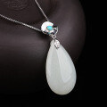 wholesale 925 silver antique court-style Hanfu accessory with a drop-shaped Hetian jade pendant, accompanied by an appraisal certificate-0-1