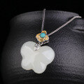 wholesale Gold and silver color separation inlaid with turquoise butterfly and Hetian jade pendant with certificate for women in new Chinese retro ethnic style-0-1