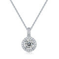 wholesale S925 silver plated women's moissanite pendant necklace, new in stock round-shaped drop wholesale-0-5