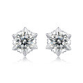 wholesale 925 Sterling Silver Moissanite Snowflake Earrings Simple Stud Earrings Source Live Streaming Hot Sale Silver Earrings In-Stock Set-0-7