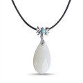 wholesale 925 silver with certificate, inlaid with turquoise drop-shaped Hetian jade pendant, vintage-style natural gemstone necklace pendant for women-0-4