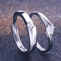 wholesale S925 Sterling Silver Adjustable Couple Wedding Ring with Zircon for Men and Women-0-1
