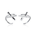 wholesale 925 Silver Earrings for Women, Fresh and Simple Cross Ear Hook with Inlaid Diamond Letter X, Korean-style Ear Accessories G4357-0-4