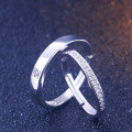wholesale 925 Sterling Silver Plated Diamond Couple Rings Pair, Korean Style Openable Diamond Rings, Creative Matching Couple Bands, Silver Jewelry Wholesale-0-1