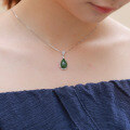 wholesale [925 Sterling Silver] Exquisite Certified Hetian Jade Pendant, Vintage Ethnic Style Waterdrop Green Jasper Necklace for Women-0-2
