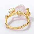 wholesale S925 Sterling Silver Natural Rose Quartz Ring Wholesale Fashion Ethnic Vintage Index Finger Ring for Women-0-3