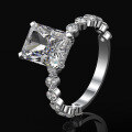 wholesale Metal material first: Fashionable and light luxury ins full diamond 4ct rectangle 8*10 high carbon diamond ring for women-0-1