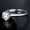 wholesale S925 Sterling Silver Korean Fashion Accessory Wholesale Manufacturer Classic Six-Prong Closed Setting Moissanite Diamond Engagement Ring-0-1