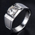 wholesale S925 Sterling Silver Wide Band 1ct Moissanite Diamond Bold Men's Ring Engagement Jewelry Direct Factory-0-5