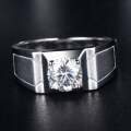 wholesale S925 Sterling Silver Wide Band 1ct Moissanite Diamond Bold Men's Ring Engagement Jewelry Direct Factory-0-0