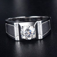 wholesale S925 Sterling Silver Wide Band 1ct Moissanite Diamond Bold Men's Ring Engagement Jewelry Direct Factory-1 carat D-color moissanite diamond ring  US size 10#