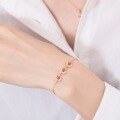 wholesale [925 Silver Gold Plated] Japanese Light Luxury Vintage Red Corundum Petal Shell Pearl Bracelet for Women, Cross-Border Temperament Mori Girl Style Bangle-0-4