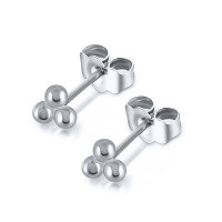wholesale S925 Sterling Silver Three Ball Stud Earrings, Small Dot Spiral Cartilage Piercing, Cross-border Supply-platinum