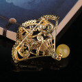 wholesale Metal material with certificate Korean fashion fan pendant amber brooch pendant two-way versatile accessory women's gift-0-1