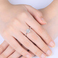 wholesale S925 Sterling Silver Cross-Border Best-Selling Korean-Style Heart-Shaped Six-Prong Snowflake Twist Band Moissanite Ring for Women's Wedding-0-3