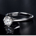 wholesale S925 Sterling Silver Classic Six-Prong One-Carat D Moissanite Ring with Certificate for Women-0-1