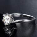 wholesale S925 Sterling Silver Twisted Shank Ring with 1 Carat Moissanite Snowflake Diamond for Proposal-0-1