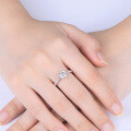 wholesale 925 Sterling Silver Pave Women's Silver Jewelry Moissanite Ring Genuine Classic Elegant Six-Prong Moissanite Diamond Ring Rings-0-3