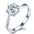 wholesale S925 Sterling Silver Twisted Shank Ring with 1 Carat Moissanite Snowflake Diamond for Proposal-0-4