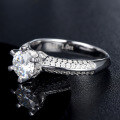 wholesale S925 Sterling Silver Cross-Border Hit Women's Middle Finger Six-Claw Diamond Ring Moissanite Engagement Ring for Dropshipping-0-1