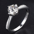 wholesale S925 Sterling Silver Classic Four-Prong Setting Moissanite Engagement Ring, Amazon Best Seller-0-5