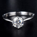 wholesale S925 Sterling Silver Classic Six-Prong One-Carat D Moissanite Ring with Certificate for Women-0-0