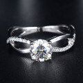 wholesale S925 Sterling Silver 1-Carat Moissanite New Slim Waist Ring for Women-0-0