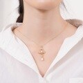 wholesale Metal: S925 Silver Plated with 9K Gold Japanese and Korean Light Luxury Vintage Royal Style Freshwater Pearl Pendant Necklace for Women, Custom Processing-0-1