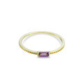 wholesale 9K/14K Gold Japanese Light Jewelry Minimalist Rectangle Brazilian Amethyst Ring for Women, Stackable and Versatile Wavy Checkered Pattern-0-4