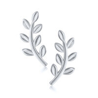wholesale S925 Sterling Silver Leaf Earrings, Ins Style, Versatile Student Ear Studs, Creative Forest-themed Ear Accessories-platinum